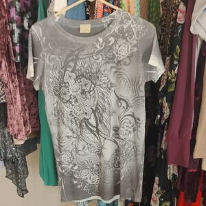 Gray Graphic Women's Top